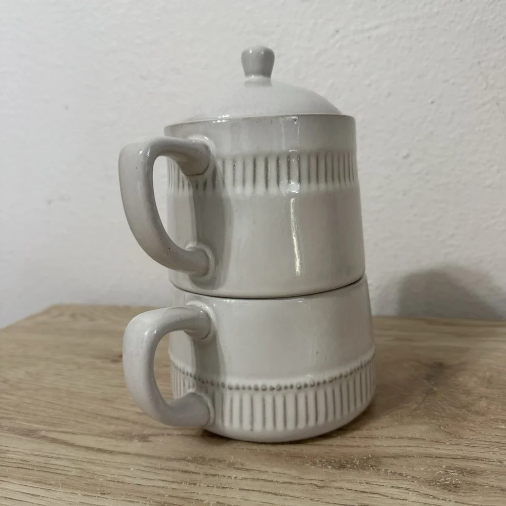 Hearth & Hand Magnolia Stoneware Coffee Pot‎ & Mug Set Joanna Gaines Tea Pot Cup